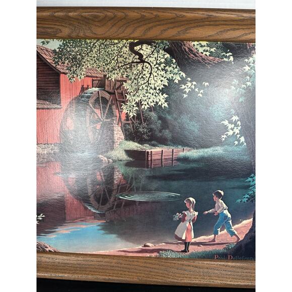 Vintage Framed Paul Detlefsen Lithograph Print Old Mill Stream 22” - Picture 4 of 9